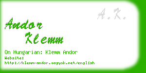 andor klemm business card